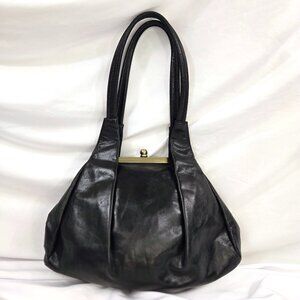 Hobo International Bonnie Leather Bag - Kiss Lock Clasp – Vintage Y2K - Black